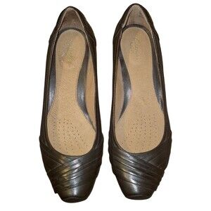 Clarks Womens Artisan Collection 63896 Black Pump Wedge Heels Slip On 8.5W EUC